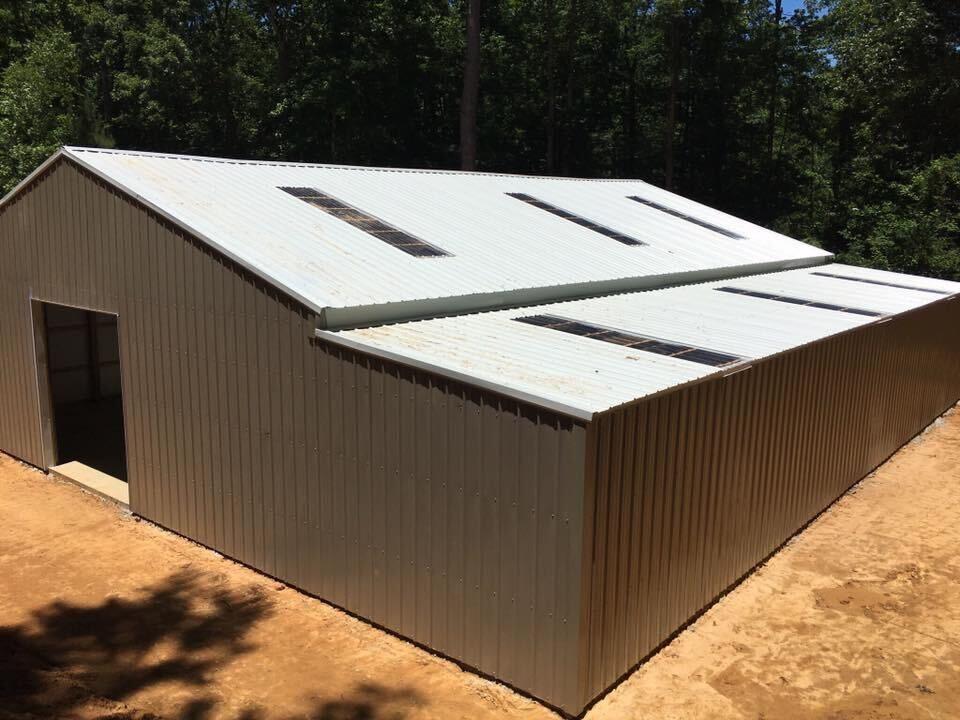 Large gray pole barn West Alabama