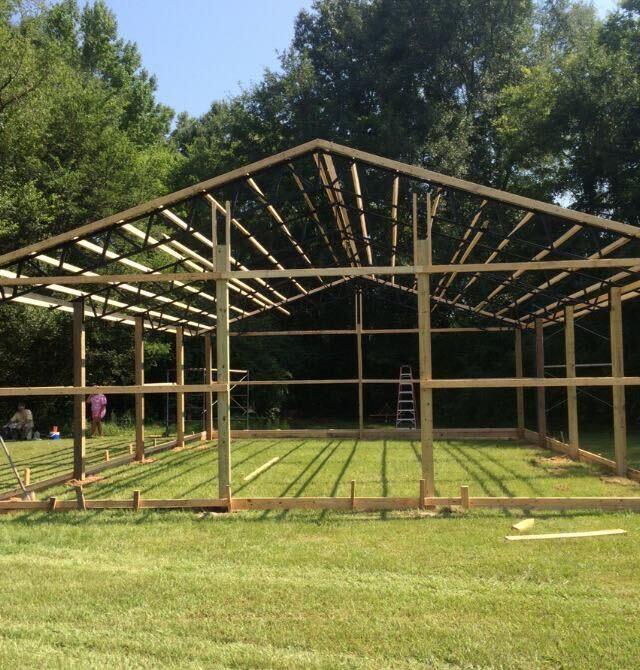 Pole barn frame in progress West Alabama